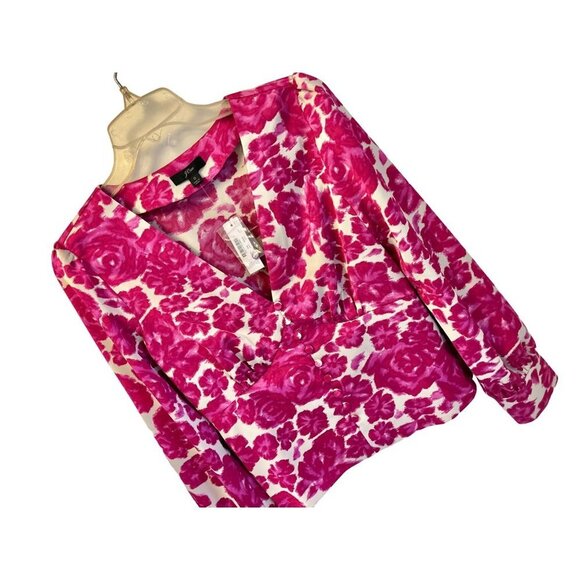 New! J.Crew Size 0 Pink Floral V-Neck Top Blouse - Picture 6 of 12